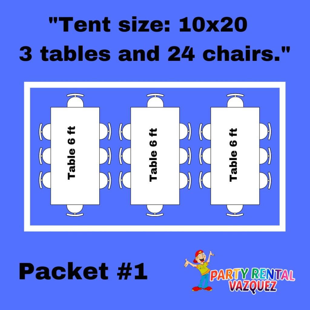 10x20 ft party tent dimensions and size guide for tent rentals in Columbus, Indiana by Party Rental Vazquez.