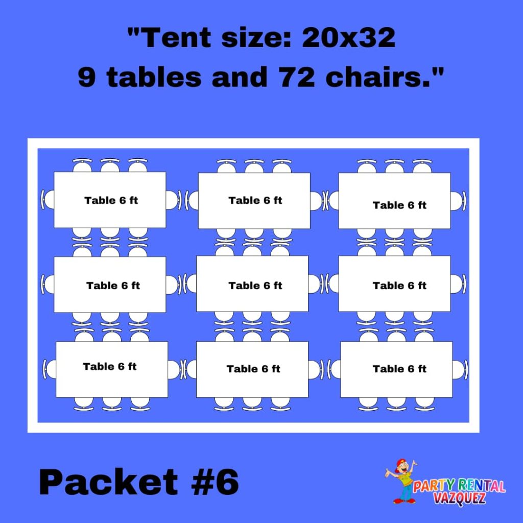 20x32 ft party tent dimensions and size guide for weddings, birthday parties and outdoor event rentals in Columbus, Indiana.