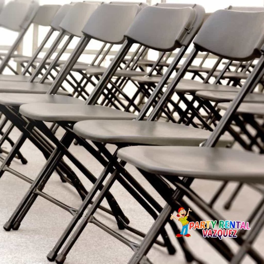 Black plastic chairs for rent in Columbus, Indiana, perfect for weddings, birthday parties, corporate events, and private gatherings, durable and easy to use